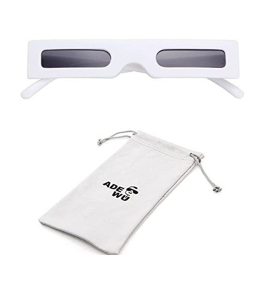 Square Vintage Slender Square Sunglasses Retro Small Rectangle PC Frame Candy Colors - White - CB18CD7GMCS $17.22