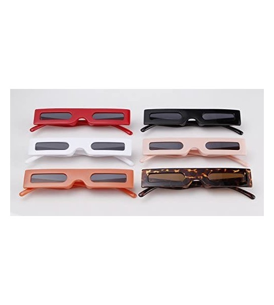 Square Vintage Slender Square Sunglasses Retro Small Rectangle PC Frame Candy Colors - White - CB18CD7GMCS $17.22