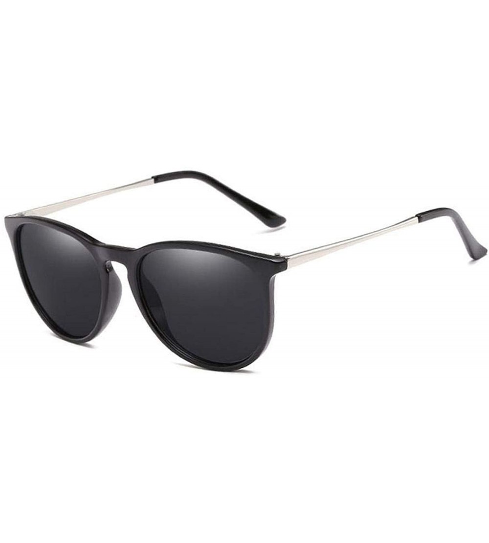 Goggle Vintage Classic Sunglases Men Cat Eye Sunglasses Women Luxury Sun Glasses Designer - Bright Black - CS199CIHO3G $32.42