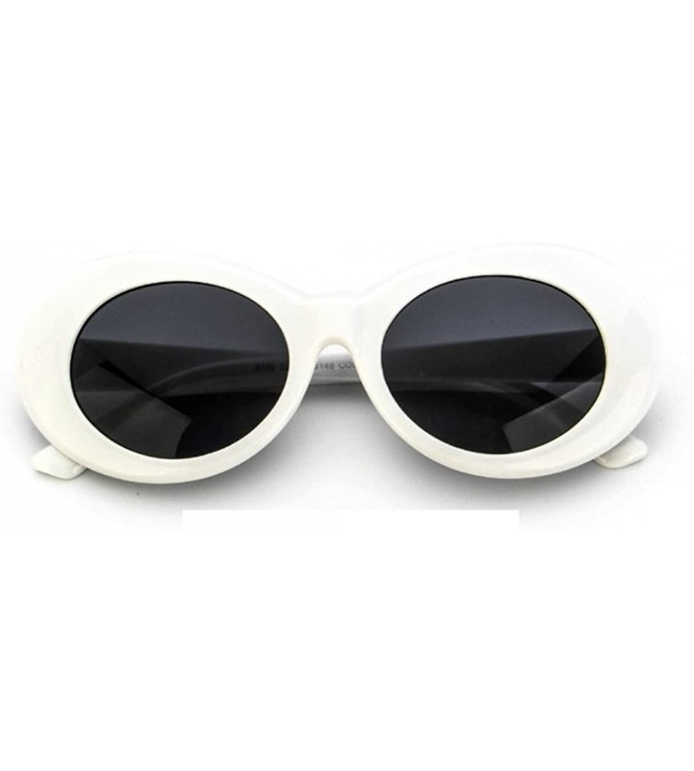 Goggle Plastic Bold Oval Frame Novelty Goggle Eye Round Sunglasses - White+grey - C61887D8IWT $18.42