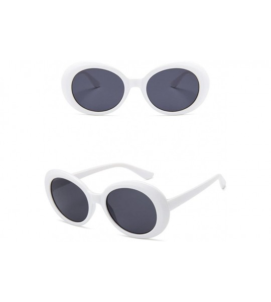 Goggle Plastic Bold Oval Frame Novelty Goggle Eye Round Sunglasses - White+grey - C61887D8IWT $18.42