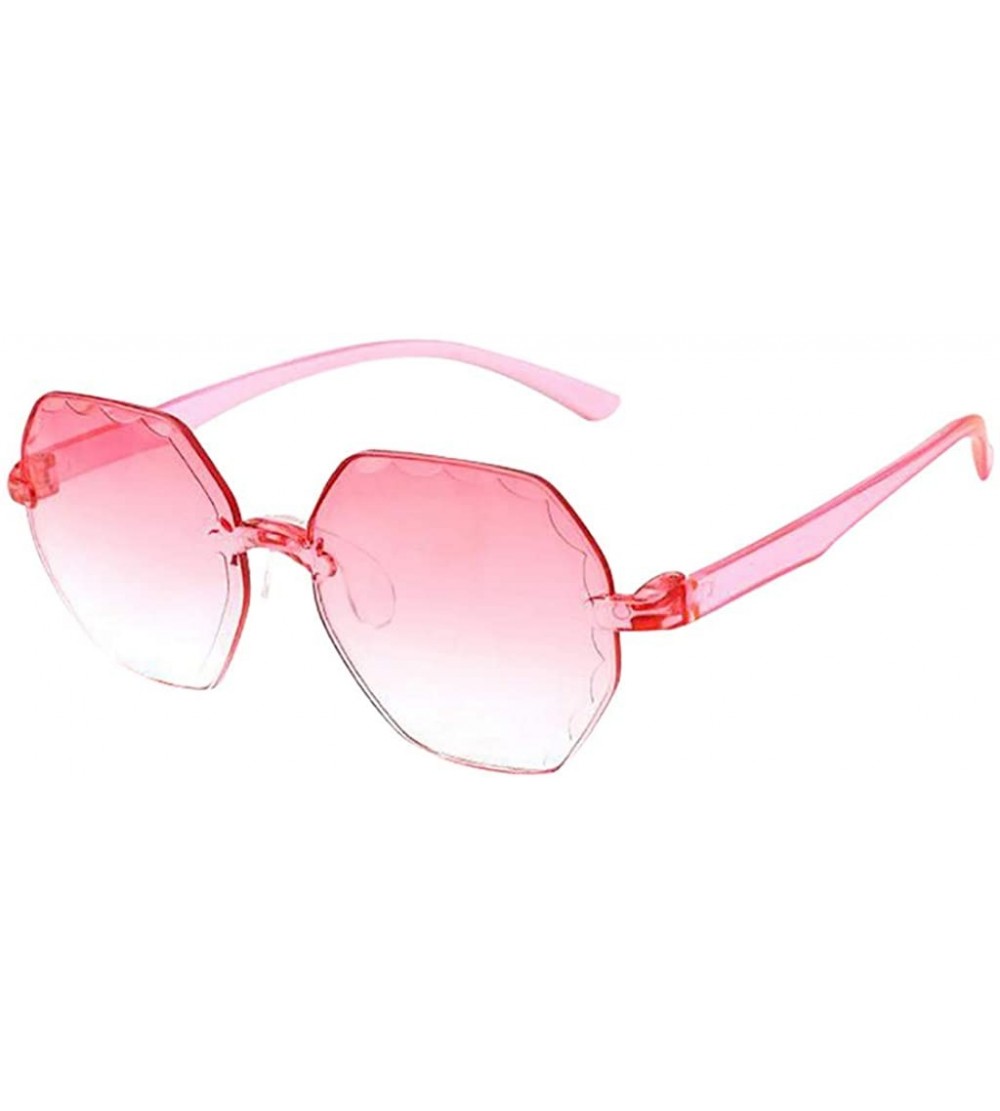Rimless Rimless Multilateral Sunglasses Transparent Candy Color Frameless Glasses Tinted Eyewear Candy Colorful - Red - CA190...