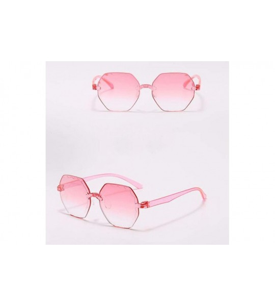 Rimless Rimless Multilateral Sunglasses Transparent Candy Color Frameless Glasses Tinted Eyewear Candy Colorful - Red - CA190...