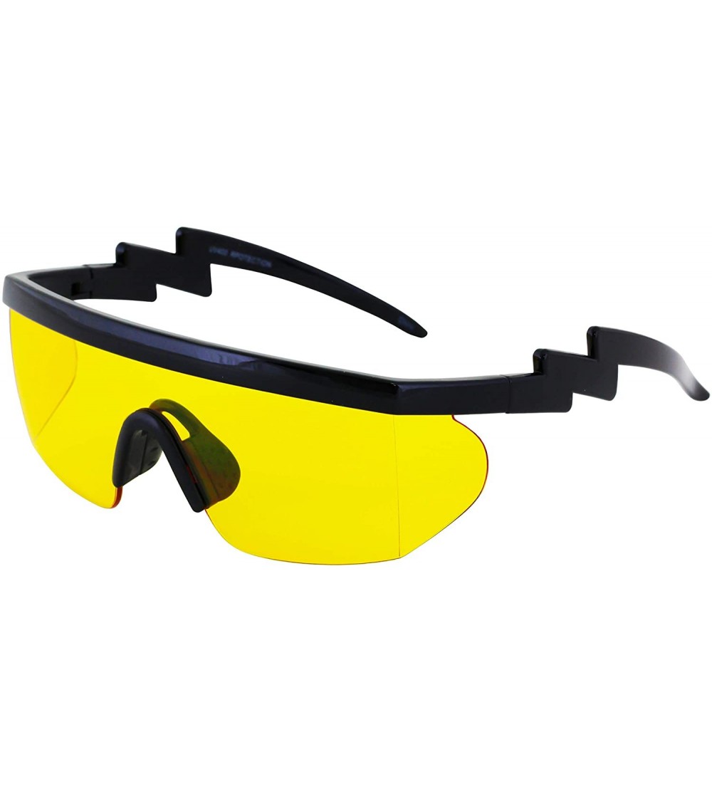 Sport Semi Rimless Goggle Style Retro Rainbow Mirrored Lens ZigZag Sunglasses - Yellow - C718SY3ECX0 $21.08