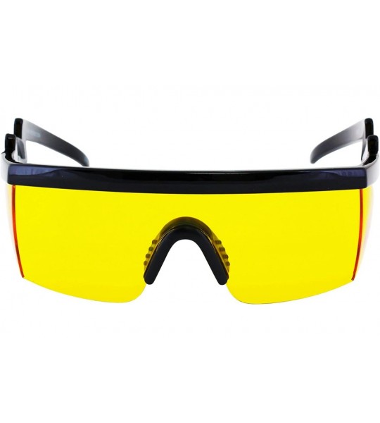 Sport Semi Rimless Goggle Style Retro Rainbow Mirrored Lens ZigZag Sunglasses - Yellow - C718SY3ECX0 $21.08