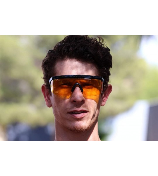 Sport Semi Rimless Goggle Style Retro Rainbow Mirrored Lens ZigZag Sunglasses - Yellow - C718SY3ECX0 $21.08