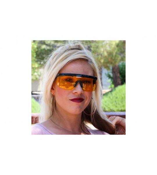 Sport Semi Rimless Goggle Style Retro Rainbow Mirrored Lens ZigZag Sunglasses - Yellow - C718SY3ECX0 $21.08