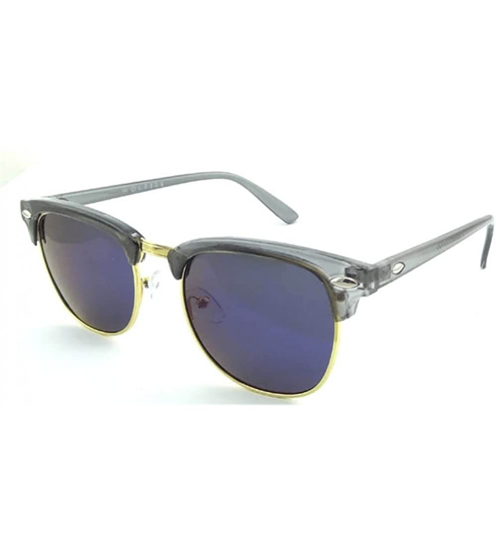 Semi-rimless Clubmaster Sunglasses Mirriored Sunglasses transparent - CT11NRL0GYB $21.58