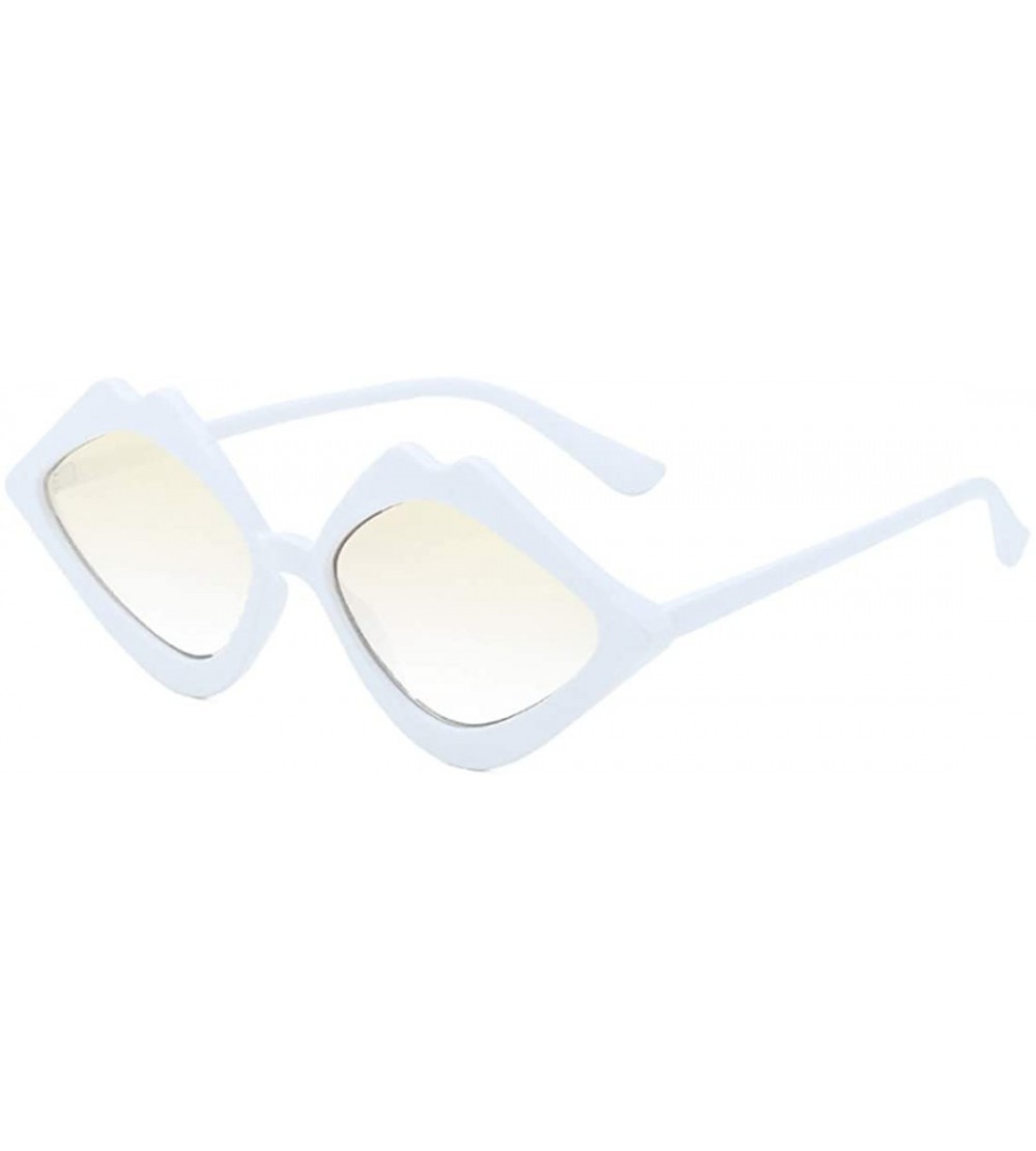 Oversized Fashion Lips Frame Oversized Plastic Lenses Sunglasses for Women UV400 - White Yellow - CO18NLS0MEL $18.21