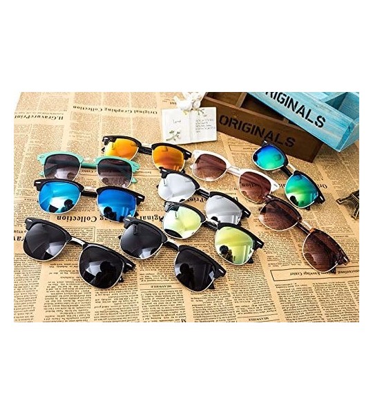 Round Genuine Semi Metal Quality Horn Rimmed Sunglasses Men Women Stylish UV400 - Brown/Clear - CX18EUIDZSI $18.80
