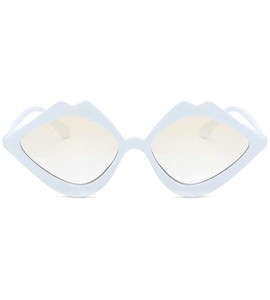 Oversized Fashion Lips Frame Oversized Plastic Lenses Sunglasses for Women UV400 - White Yellow - CO18NLS0MEL $18.21