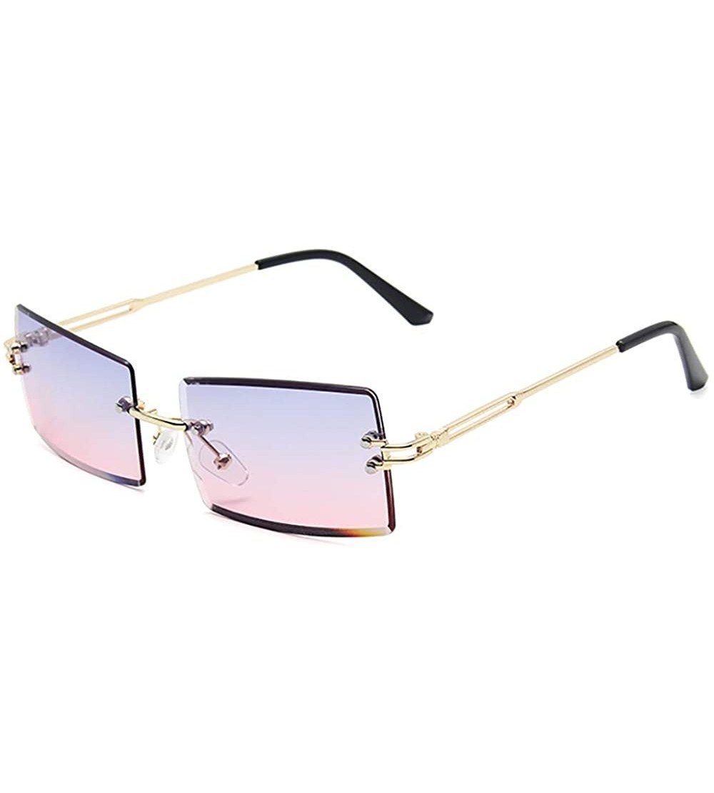 Rectangular Square Ultra-Small Frame sunglasses for Women Men Rectangle Retro see through lens rimless sunglasses - 8 - CL198...