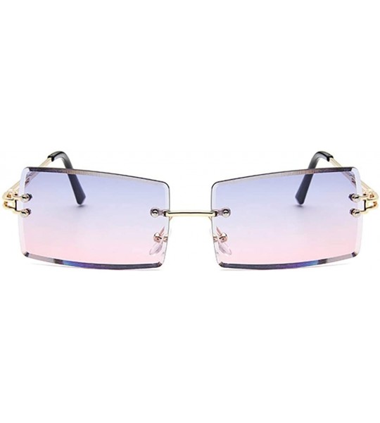 Rectangular Square Ultra-Small Frame sunglasses for Women Men Rectangle Retro see through lens rimless sunglasses - 8 - CL198...