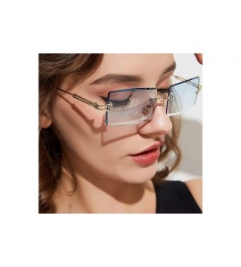 Rectangular Square Ultra-Small Frame sunglasses for Women Men Rectangle Retro see through lens rimless sunglasses - 8 - CL198...