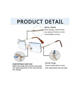 Rectangular Square Ultra-Small Frame sunglasses for Women Men Rectangle Retro see through lens rimless sunglasses - 8 - CL198...