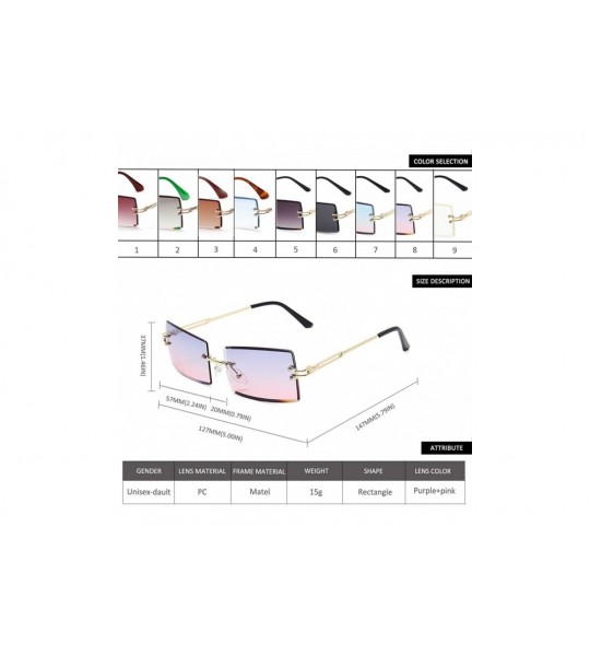 Rectangular Square Ultra-Small Frame sunglasses for Women Men Rectangle Retro see through lens rimless sunglasses - 8 - CL198...