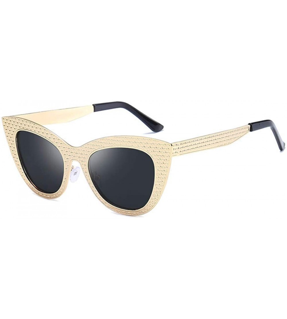 Rectangular Vintage Cat Eye Oversized Metal Frame Tinted Lenses Women Sunglasses - Gold Gray - CG18NRL62DG $18.99