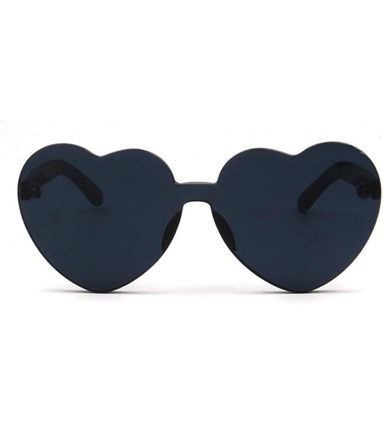 Rimless One Piece Heart Shape Rimless Sunglasses Transparent Candy Color Eyewear - Black - C518T2R8G6S $18.14