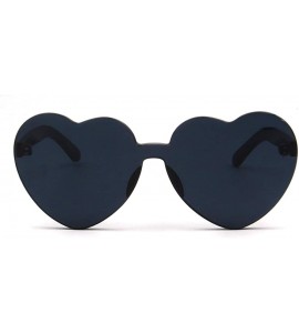 Rimless One Piece Heart Shape Rimless Sunglasses Transparent Candy Color Eyewear - Black - C518T2R8G6S $18.14