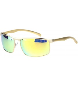 Sport Polarized Mens Metal Rim Flat Top Narrow Sport 90s Sunglasses - Gold Yellow Mirror - CP18MDXT0Q8 $26.63