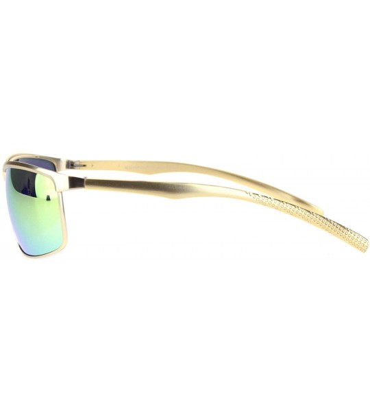 Sport Polarized Mens Metal Rim Flat Top Narrow Sport 90s Sunglasses - Gold Yellow Mirror - CP18MDXT0Q8 $26.63