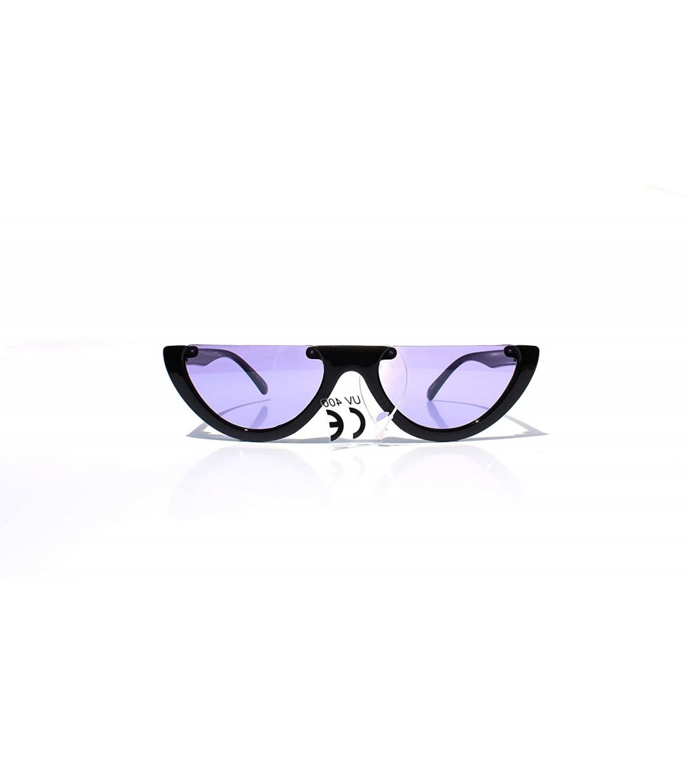 Semi-rimless SIMPLE Cut-off Half Frame Designer Style Fashion Sunglasses - Purple - CL18Z9UW74K $17.61