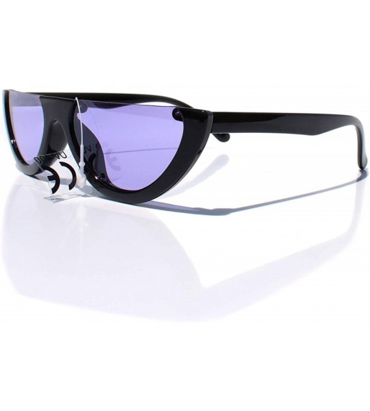 Semi-rimless SIMPLE Cut-off Half Frame Designer Style Fashion Sunglasses - Purple - CL18Z9UW74K $17.61