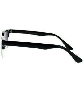 Rectangular Unisex Designer Fashion Sunglasses Short Rectangular Half Rim Look - Black Silver - CA11P5E10HZ $20.10