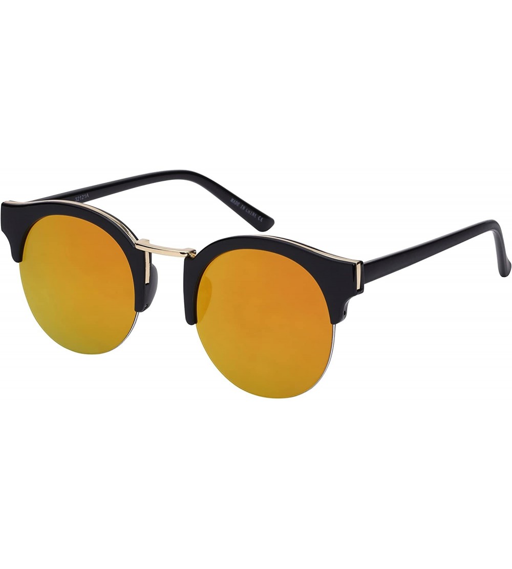 Rimless 2016 Fashion Sunglasses w/Flat Color Mirror Lens 32121A-FLREV - Black - CM12FP43MEN $20.21