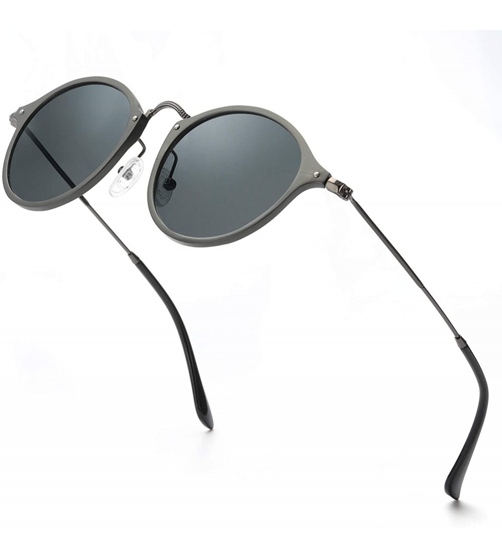 Round Round Retro Polarized Sunglasses for Men- Vintage Classic Eyewear Al-Mg Metal Frame for Outdoor Activities - CX18RI4ZLT...
