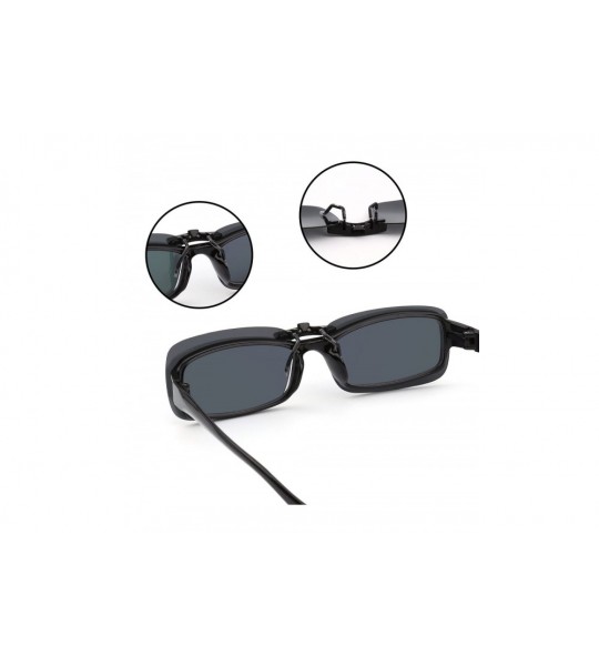 Square Rimless Rectangle Clip on Sunglasses Lightweight Polarized Eyeglasses Men Women - Polarized Grey - CJ18DIADCCO $24.38