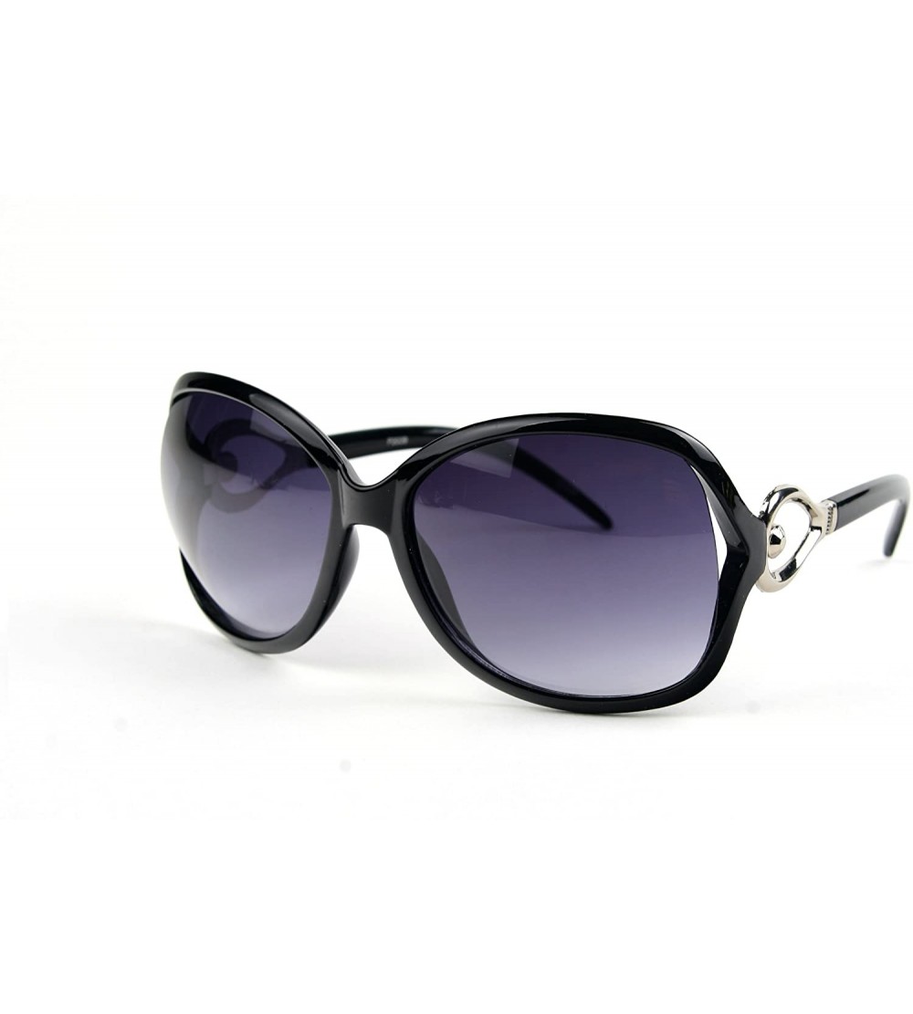 Oversized Women Oversized Trendy Fashion Sunglasses P2039 - Black-gradient Smoke Lens - CB11BS1VDPD $28.51