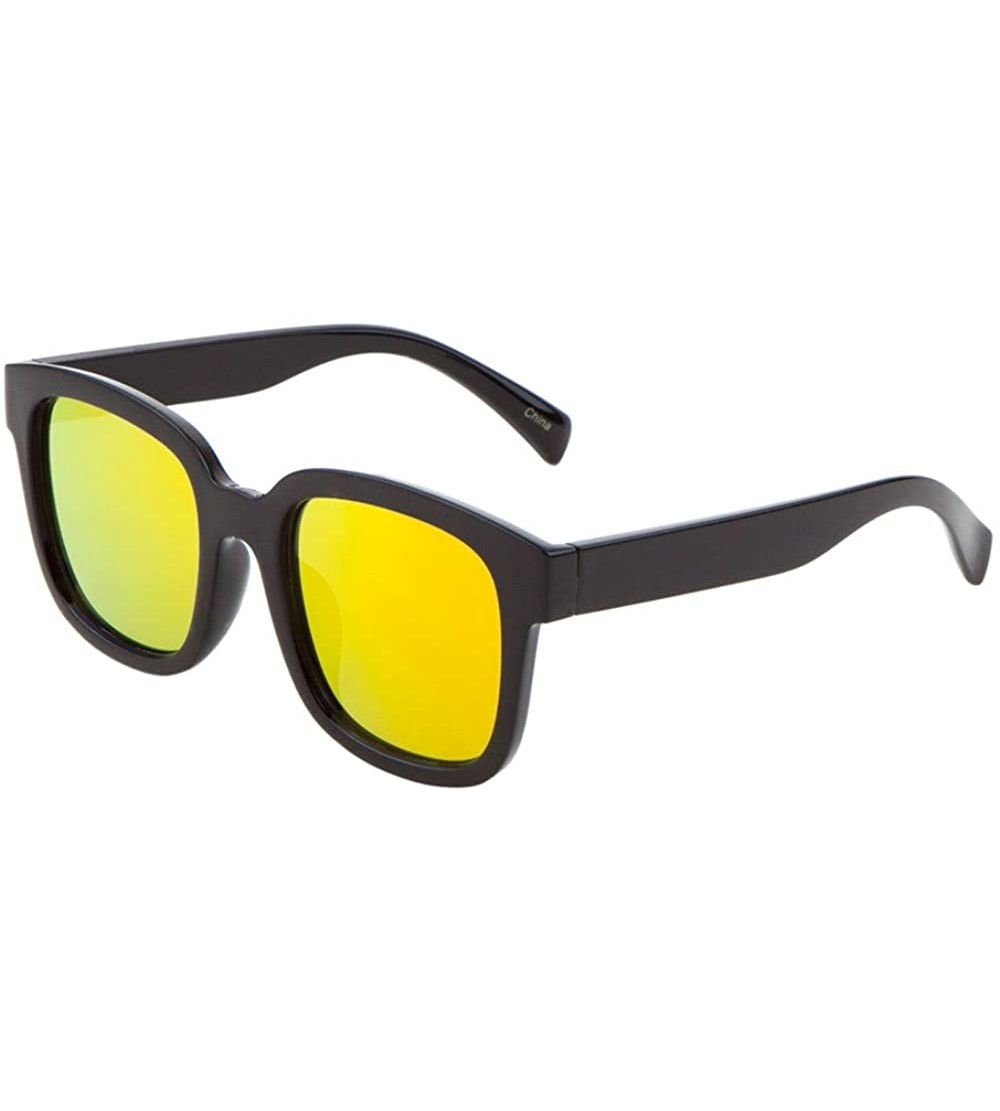 Wayfarer Classic Black Sunglasses Mirrored Flat Lens Mens Womens Trending Fashion - Sunset - C817X3GOC53 $18.90