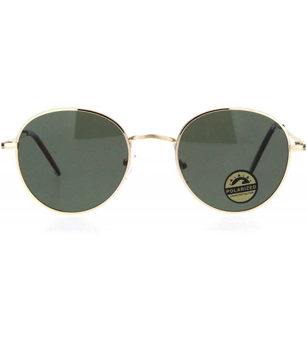 Oval Polarized Lens Mens Trendy Hipster Dad Shade Round Oval Sunglasses - Gold Green - CX18Q87KNGZ $23.36