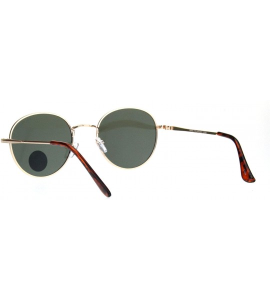 Oval Polarized Lens Mens Trendy Hipster Dad Shade Round Oval Sunglasses - Gold Green - CX18Q87KNGZ $23.36