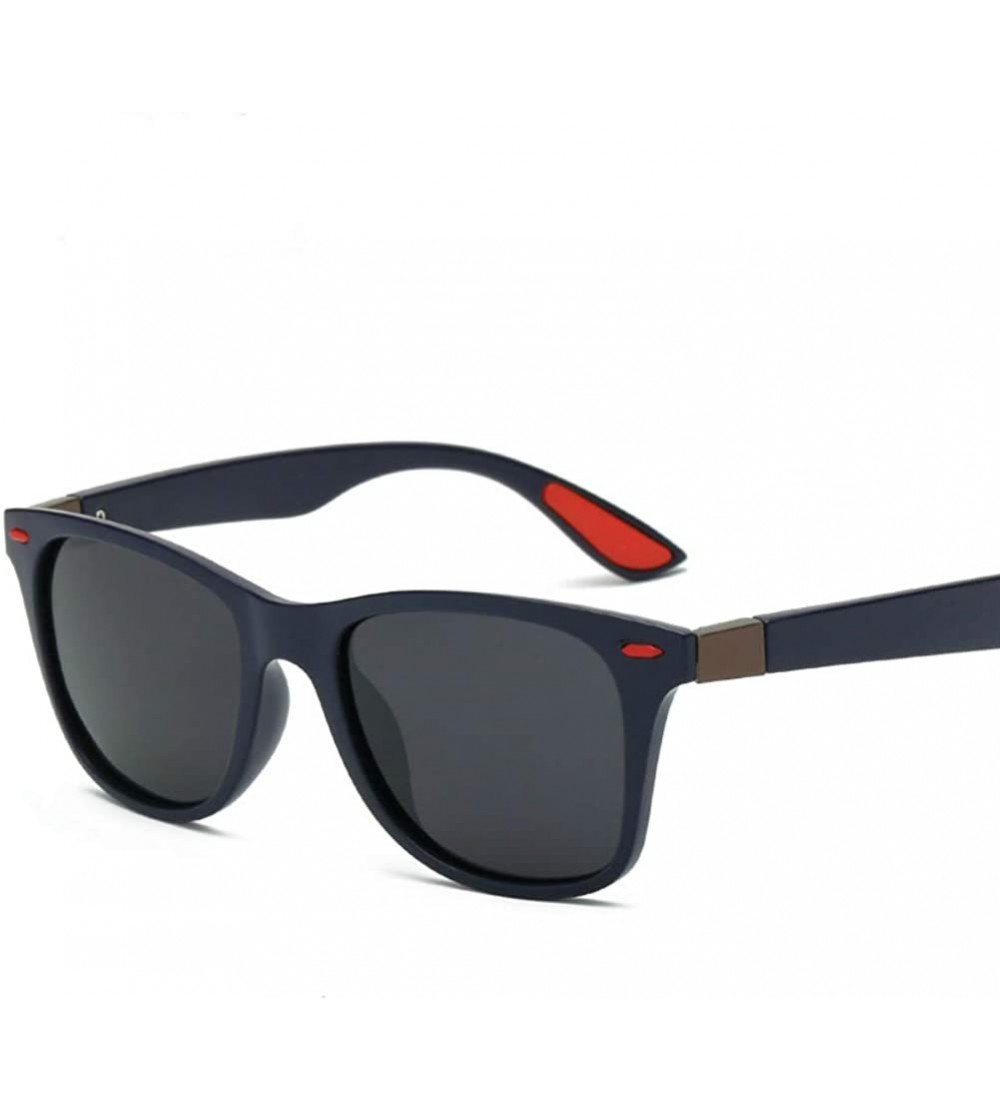 Oversized 2019 Polarized Sunglasses Men Square frame Classic Nail decoration - Blue Black - CO18UGEGM53 $18.63