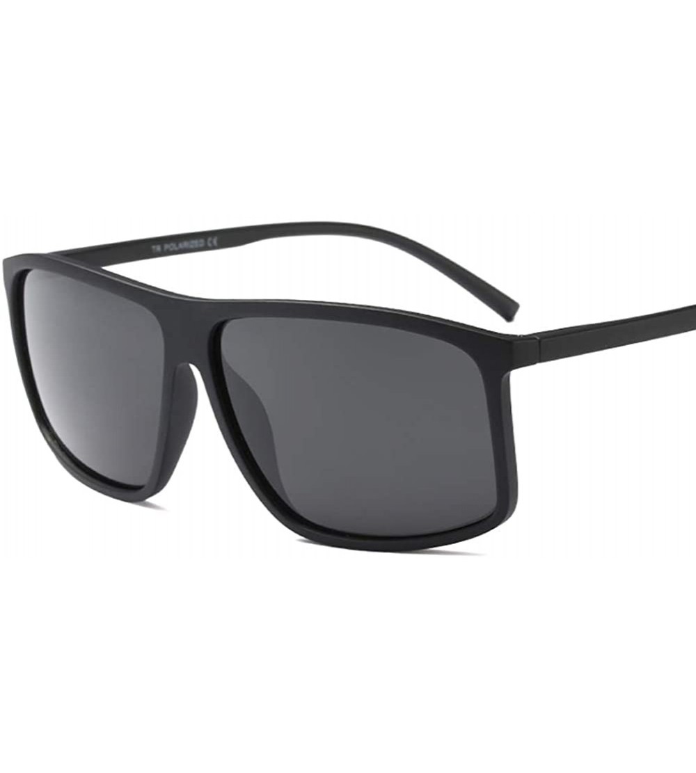 Square Rectangle Sunglasses for Male TR90 Square Men Polarized Sun Glasses Driving - Matte Black - C718HA0XMT2 $22.69