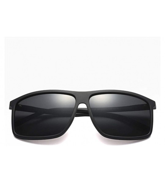 Square Rectangle Sunglasses for Male TR90 Square Men Polarized Sun Glasses Driving - Matte Black - C718HA0XMT2 $22.69