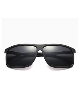 Square Rectangle Sunglasses for Male TR90 Square Men Polarized Sun Glasses Driving - Matte Black - C718HA0XMT2 $22.69