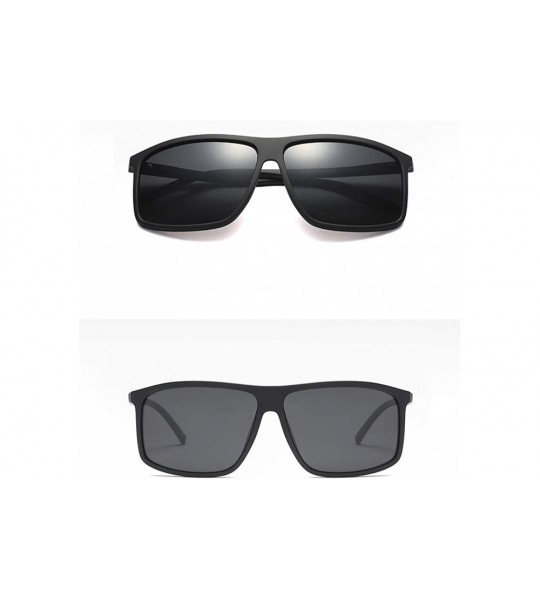 Square Rectangle Sunglasses for Male TR90 Square Men Polarized Sun Glasses Driving - Matte Black - C718HA0XMT2 $22.69