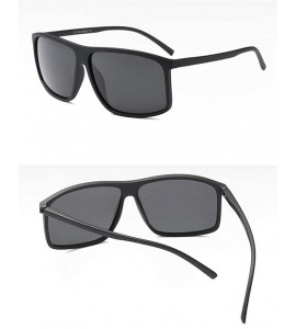 Square Rectangle Sunglasses for Male TR90 Square Men Polarized Sun Glasses Driving - Matte Black - C718HA0XMT2 $22.69