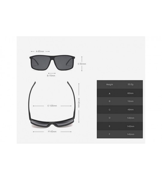 Square Rectangle Sunglasses for Male TR90 Square Men Polarized Sun Glasses Driving - Matte Black - C718HA0XMT2 $22.69