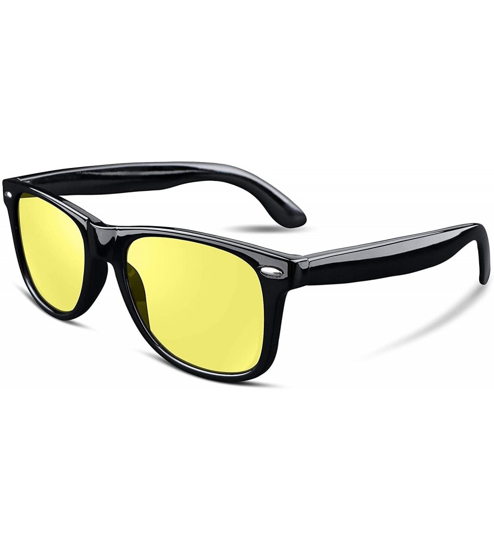 Rectangular Great Classic Polarized Sunglasses Men Women HD Lens B1858 - Yellow Night Vision - CE18Q0DXG7O $22.66