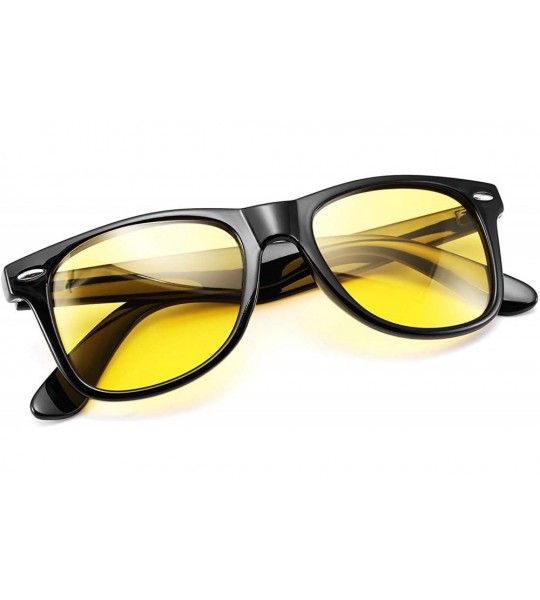 Rectangular Great Classic Polarized Sunglasses Men Women HD Lens B1858 - Yellow Night Vision - CE18Q0DXG7O $22.66