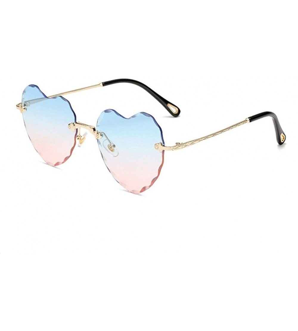 Oversized Heart-Shaped Rimless Sunglasses Women Gradient Lens Shade UV Protection - C3 - CU190OKMTA2 $18.40