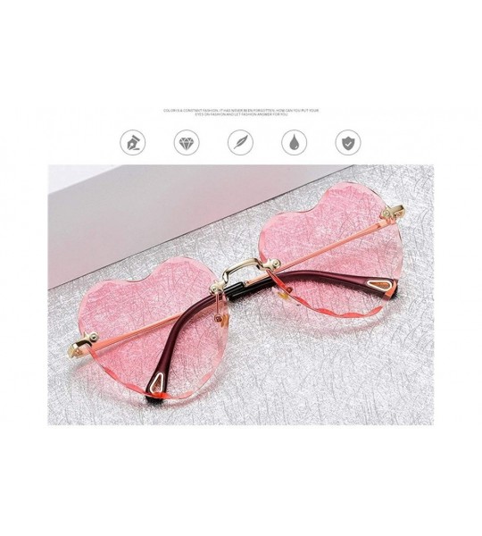 Oversized Heart-Shaped Rimless Sunglasses Women Gradient Lens Shade UV Protection - C3 - CU190OKMTA2 $18.40