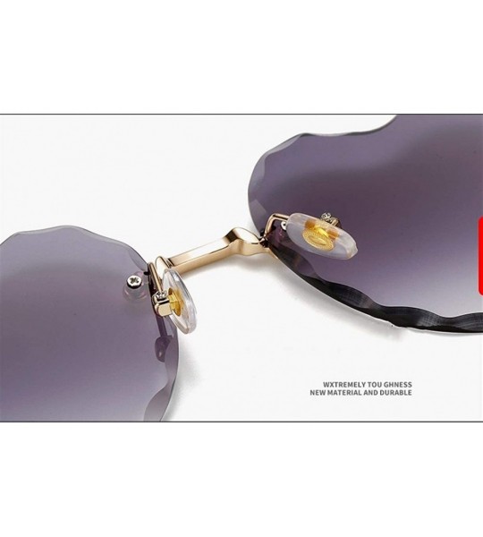 Oversized Heart-Shaped Rimless Sunglasses Women Gradient Lens Shade UV Protection - C3 - CU190OKMTA2 $18.40