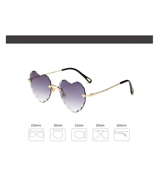 Oversized Heart-Shaped Rimless Sunglasses Women Gradient Lens Shade UV Protection - C3 - CU190OKMTA2 $18.40