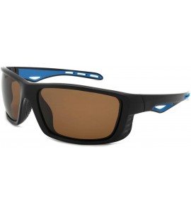 Sport Polarized Wraparound Sunglasses Cycling Fishing - 570020/P Black+blue Frame - Polarized Brown Lens - CQ18ZHTHHOI $23.99