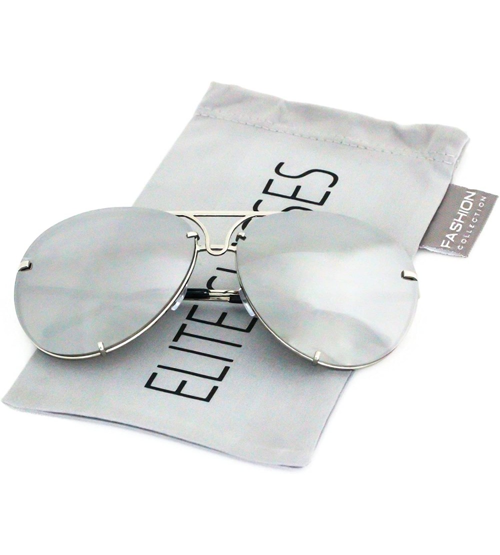 Wrap Aviator Poshe Oceanic Lens Twirl Metal Design Frames Sunglasses - Silver Mirror - CV12NW6MYDD $17.96